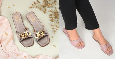 R F C Women Flats(Grey, Pink , 9)