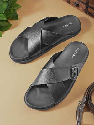 BIZORA Men Sandals(Black , 6)