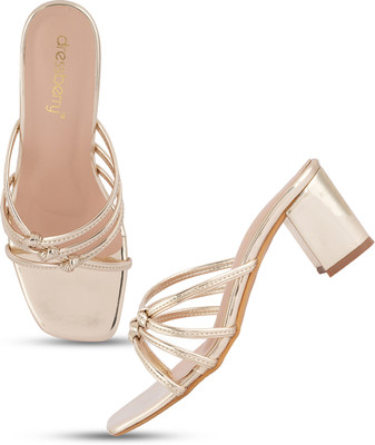 Dressberry Women Heels(Gold , 7)