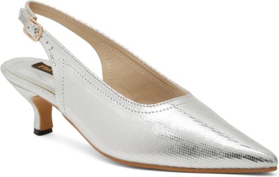 flat n heels Women Heels(Silver , 4)