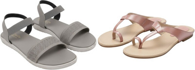 Kuhu Creations Women Flats(Pink, Grey , 6)