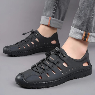 STREETLOOK Men Sandals(Black , 9)