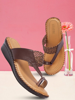 VENDOZ VENDOZ DOCTOR ORTHOPEDIC MEMORY FOAM SANDALS Women Flats(Brown , 7)