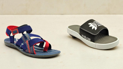 Classica Men Sandals(Grey, Blue, Red , 8)