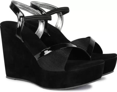 EASYLINE Women Wedges(Black , 5)