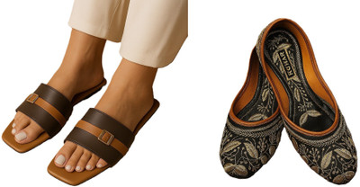 Dualstep Women Flats(Brown, Black , 8)