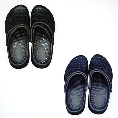 Monrav Men Clogs(Black, Navy , 7)