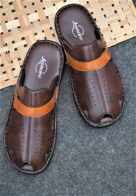 LEONCINO Men's slippers|Sandal|Premium quality|mule|3 color option| latest trend Men Brown Casual