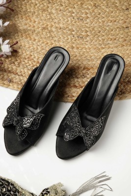 NatShuz NatShuz Casual & Formal stylish Sandals| Slippers For Women For Party Women Black Heels