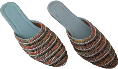 JPR crafts Mules Ethnic Mule For Women(Off White , 6)