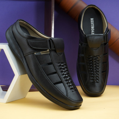 Restroad Men Flats(Black , 8)