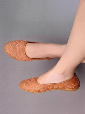 NOWRY Jaipuri Embroidery Ballerinas / Girls Stylish Juttis For Wedding Party / Womens Women Bellies(Brown , 7)