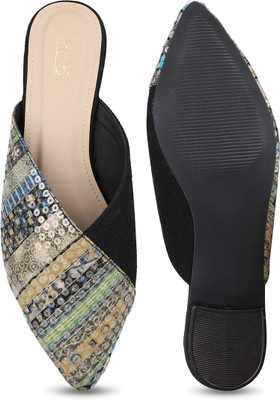 Inc.5 Casual Printed Pointed Toe Slip-On Flats Women Flats(Black , 5)