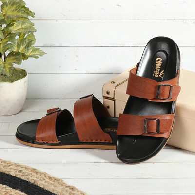 Comfro Men Casual Leather Sandal Ultra-soft Double Density Sole, Every-Day & Work Wear Men Casual(Tan , 10)