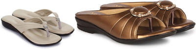 Nekii Traders Women Flats(Copper, Off White , 5)