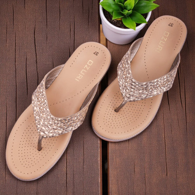 OZURI Women Wedges(Beige , 4)