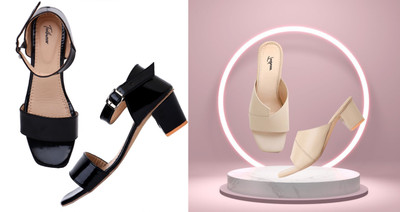 Todhwear Women Heels(Beige, Black , 7)