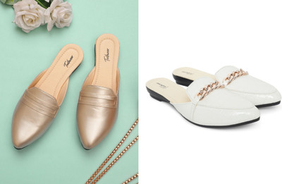 Todhwear Women Heels(Gold, White , 6)