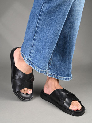 LOUIS STITCH Jet Lightweight Open Toe Kohlapuri Style Leather Men Sandals(Black , 7)