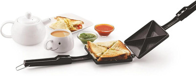 BLLUEX Non-Stick 4 Cut Aluminium Grill Sandwich Toaster/Sandwich Maker/Gas Toaster Toast(Black)