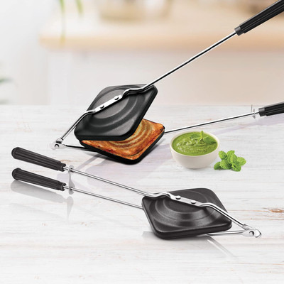 PESHOP Nonstick Regular Sandwich Gas Toaster Toast(Black)