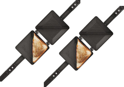 BLLUEX Non Stick Aluminium Grill Sandwich Toaster 2pcs Toast(Black)
