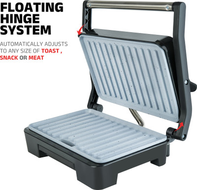 iBELL SM1515C SandwichMaker 1000W with Non-Toxic Ceramic Coated Plates, Floating hinge Waffle, Toast, Grill(Black)