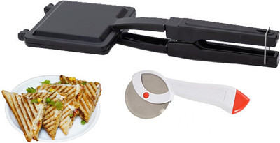 BLLUEX Hand Toaster, Gas Toaster, Grill with Pizza Cutter Toast, Grill, Open Grill(Black)
