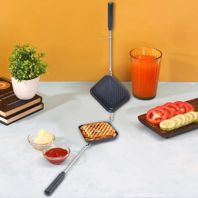 BLLUEX Non-Stick Aluminium Grill Sandwich Toaster/Sandwich Maker/Gas Toaster Toast(Black)