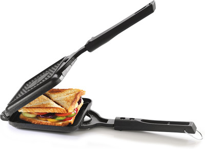 Magnus Non Stick Giant Grill Toaster with 4 Cut Design for Quick Heating Gas Compatible Grill(Black)