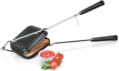 RBGIIT Aluminium Gas Sandwich Toaster Non Stick Breakfast Bread Griller Maker Grill(Black)