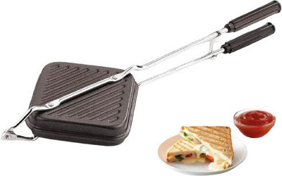 voltmeal Nonstick Grill Sandwich Toaster Pizza Pan, Grill, Toast(Black)