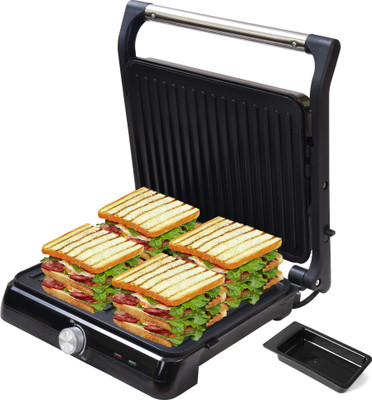 LIBRA by Libra Jumbo Sandwich Maker grill toast with Floating Hinges, 2000 Watts, 4 Slice Open Grill, Grill(Stainless Steel and Black)