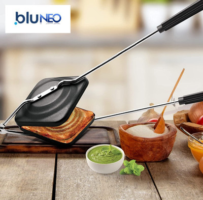 BluNeo Non-Stick Aluminum Sandwich Gas Toaster Regular Toast(Black)