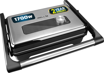 iBELL SM1700G Sandwich Maker, 1700W, 180° Openable, Floating Hinges,Temp-Control Knob, Grill, Toast, Open Grill(Black, Silver)