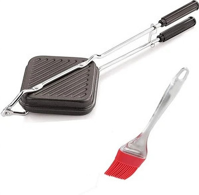Exvora Enterprises Exvora's Nonstick Grill Sandwich Toaster Plus Silicone Brush Grill(Black)