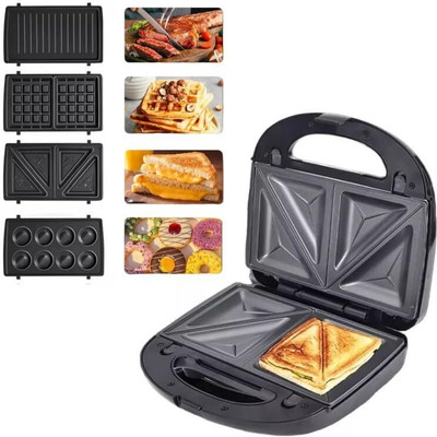 TechKing Multifunctional Non-Stick 4-in-1 Sandwich Maker Waffle(Black)