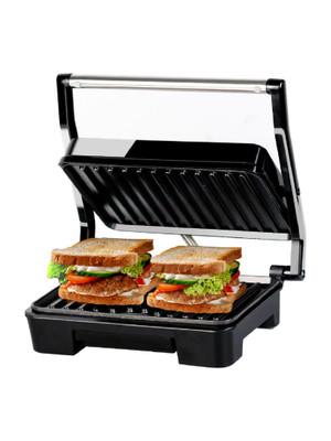 iBELL SM1515 Sandwich Maker with Floating Hinges, 1000 Watt, Panini / / Grill Sandwich Maker(Black Silver)