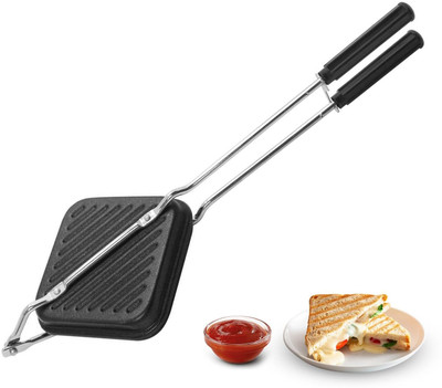 NARV Sandwich Maker Non Stick Gas Toaster for Crispy Grilled Bread Tiffin Use Grill(Black)