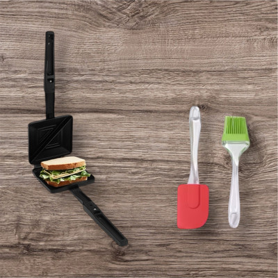 FINE PICS by FACTTEES GAS TOASTER AND Silicon Spatula Set Toast, Pizza Pan(Black)