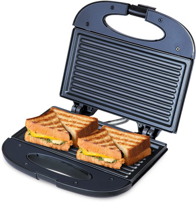 BAJAJ SWX 4 Deluxe 800-Watt 2-Slice Grill Sandwich Maker | Non-Stick Coated Plates Grill(Charcoal Black)