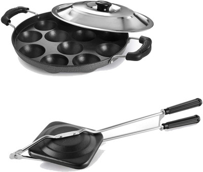 HM EVOTEK Non-electric Sandwich Maker | 2 Side Handle Appam Patra / Appam pan with Lid K7 0 W Pop Up Toaster(Black)