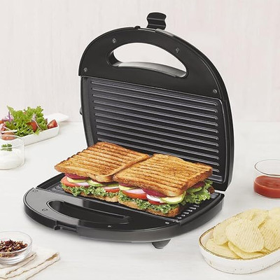 S K H CREATION Electric Sandwich Maker & Grill | Non-Stick Bread Machine for Home & Kitchen Grill, Open Grill, Roti Maker, Waffle(Black)