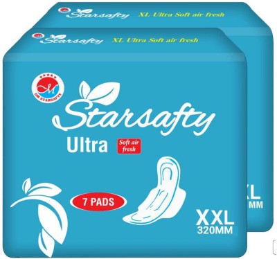 DM STARSAFTY Ultra Soft air fresh With Wings 320 mm (XXL)-14 Sanitary Pad(Pack of 2)