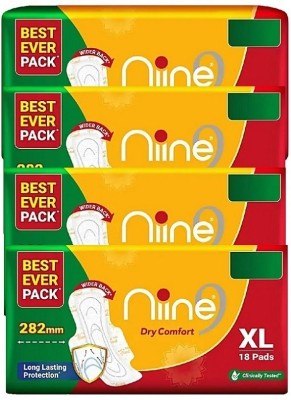 nine Dry Comfort Extra Long Sanitary Pads, Anti Leak Flow Channel ||Pack of 72|| Sanitary Pad(Pack of 72)