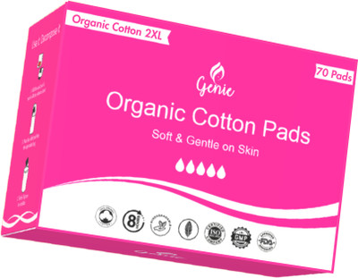 Genie Pads Genie Organic Cotton 2XL Pads Pack of 70 Sanitary Pad(Pack of 70)