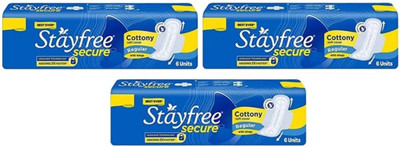 STAYFREE Secure Cottony Soft Cover Regular-6+6+6 units Sanitary Pad(Pack of 3)