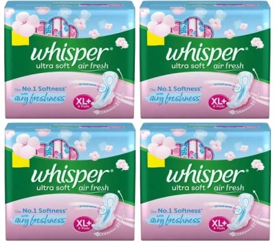 Whisper ultra soft air fresh XL+ 317 mm - 6x4 Pcs Sanitary Pad(Pack of 4)