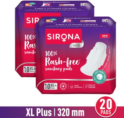 SIRONA Cottony Ultra Soft Rash Free XL+ Sanitary Pad(Pack of 20)