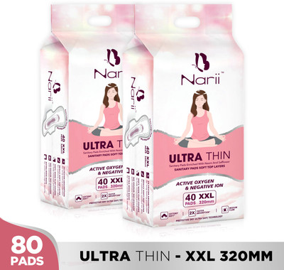 NARII Ultra-Thin Sanitary Pads - 320mm, Active Oxygen & Negative Ion | 80 Pads Sanitary Pad(Pack of 80)